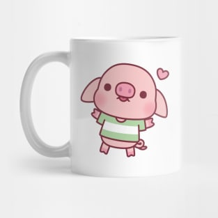 Cute Little Pig In Green Tshirt Mug